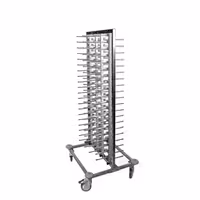 Tabak İstif Arabası - Çift Sıralı - 80 Tabak Kapasiteli - Ø 16-32cm - Tekerlekli