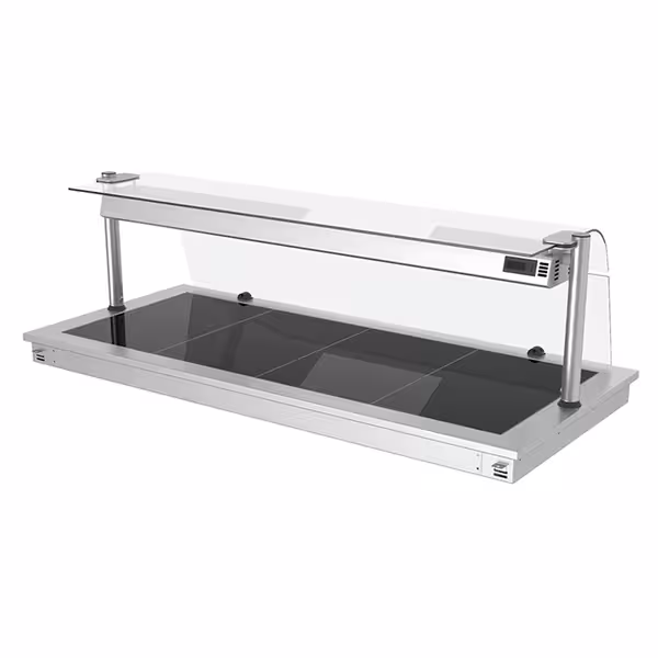 Inbyggd Värmeplatta i rostfritt stål - 1460 mm - 4x GN 1/1 - 1,8 kW - drop-in - med hygienskydd i glas