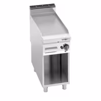 Plinski roštilj - 10 kW - Glatka - površina pečenja: 396x667 mm - na otvorenom ormariću - satinirana (Scotch-Brite) završna obrada