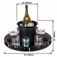 Bar Set with Wine Bucket & 2 Snack Bowls - Stainless Steel, Powder-Coated - Ø465mm - Height:180mm - Black