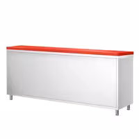 Arbetskåp i rostfritt stål PREMIUM - 2000x600 mm - med 2 skjutdörrar - inkl. skärbräda röd