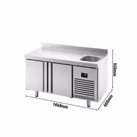 Rashladni pult PREMIUM PLUS - 1468x600 mm - 250 l - Ventilirano hlađenje - s 1 korita - s 2 vrata - Podignuti rub