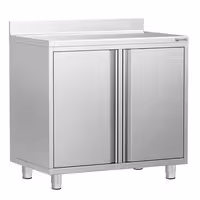 Armário de trabalho - para máquina de café - 1000x600mm - com 2 portas de batente - com aba traseira 100mm