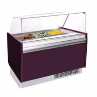 Ice Cream Display Freezer | LIAM - 1310mm - Static cooling - with LED lighting - for 10 x 5 litres Napoli pans - Violet - hinged glass lid