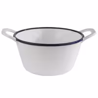 (6 adet) Kase - ENAMEL LOOK - Melamin - 1L - köşeli - taşıma kulplu - 215x165mm - Derinlik:95mm - Beyaz/Mavi