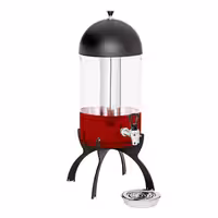 Commercial Juice Dispenser - polycarbonate tank with tap on black powder-coated stainless-steel base - 7 Litres - Black - incl. drip tray