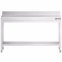 Rozsdamentes acél munkaasztal PREMIUM - 1600x700 mm - alsó polccal & hátsó peremmel