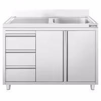 Sudoper s ormarićem - inox - 1200 x 600 mm - 3 ladice - s 1 koritom - korito desno