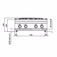 Plinsko kuhalo - Linija 900 - 4 plamenika - nadpultni - 28 kW - 800x900x340 mm