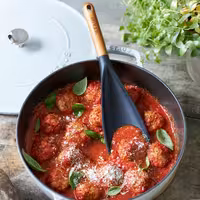 STAUB | Silicone Cooking & Serving Spoon – 30 cm - Black - Acacia Handle - Non-stick Safe