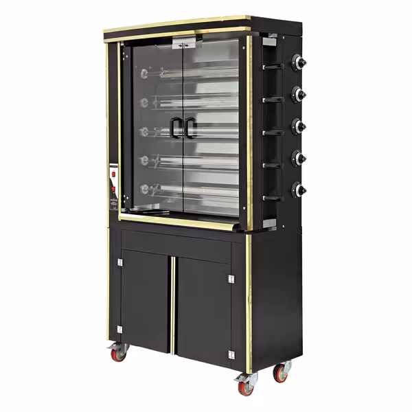 Electric Chicken Rotisserie Oven - 16.5kW - with 5 Skewers for up to 30 chickens - Black
