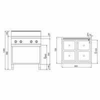 Cocina de inducción - 14kW - 4 zonas de cocción - con mueble bajo