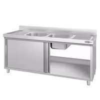 Sudoper s ormarićem ECO - inox - 2000 x 600 mm - sa 2 korita - korita sredina