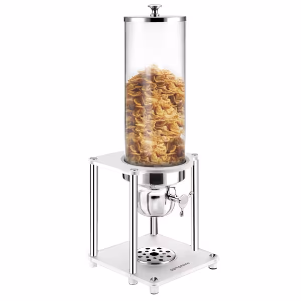 Commercial Cereal Dispenser - Rotary Dispense - Plastic Container - 3.7L - Stainless Steel Stand
