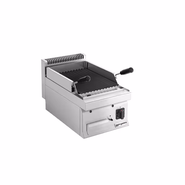Lávaköves gázgrill - 5,5 kW - Billenthető grillrács - Asztali kivitel - Rozsdamentes acél kivitel