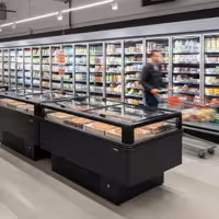 Szupermarket fagyasztó - 1533x995 mm - 260 liter - üveg tolótető - fekete