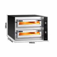 Electric Deck Pizza Oven - Twin Deck - Refractory Stone Deck - 6+6 x Ø 35cm (13.8") - Digital Controls - up to 400°C