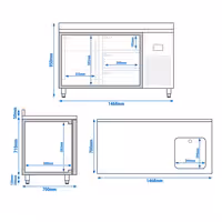 Mostrador refrigerado PREMIUM PLUS - 1468x700mm - de trabajo con fregadero - 1 puerta y 3 cajones - encimera con alzada - 305 l