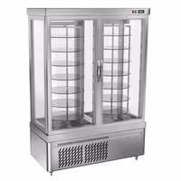 4-Sided Glass Display Fridge - 935L - 1320mm - with 14 rotating shelves - 2 doors - Silver