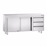 طاولة عمل ستانلس ستيل PREMIUM - 1800x700mm - وحدة أدراج 3 يسار