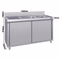 Sudoper s ormarićem ECO - inox - 1600 x 700 mm - sa 2 korita - korita desno