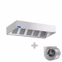 Commercial Wall-Mounted Extractor Hood with Motor - 2600mm - with Speed Controller, Baffle Filters & Lighting