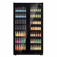 Commercial Beverage Display Fridge - 1200mm - 760 Litres - with 2 hinged glass doors - LED lighting - Temperature range 1 to 10 °C - Black