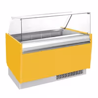 Ice Cream Display Freezer | LIAM - 1560mm - Static cooling - with LED lighting - for 13+13 x 5 litres Napoli pans - Yellow