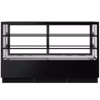 Commercial cake display fridge - 782L - 2000mm - Double glazing - square - with 2 glass shelves - rear sliding doors - for patisserie - Black