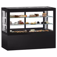 Commercial cake display fridge - 780L - 1610mm - Double glazing - square - black front - with 2 shelves - rear sliding doors - for patisserie - Black