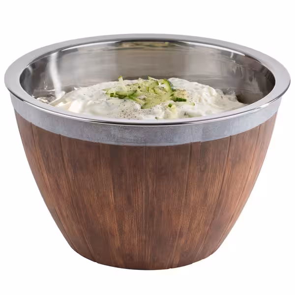 Kase - Paslanmaz Çelik & Melamin - 3L - yuvarlak - 2 parçalı set - Ø260mm - Derinlik:160mm - Kahverengi