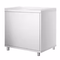 Arbetskåp i rostfritt stål PREMIUM - 800x600 mm - med 2 gångjärnsdörrar - inkl. skärbräda vit