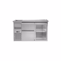 Direct Draw Beer Dispenser / Kegerator - 1 Glass Door + 2 Drawers PREMIUM – 1 sink left - 1550×700 mm