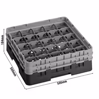CAMBRO | CAMRACK® - Casier à verres 1/1 - 25 compartiments - avec 2 rallonges - 500x500mm - Noir