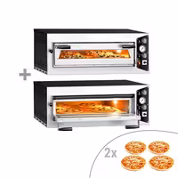 (2 pcs) Electric Deck Pizza Oven - Single Deck - Refractory Stone Deck - 4 - Ø 35cm (13.8") - Mechanical Controls - up to 450°C