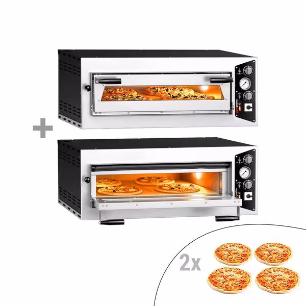 (2 pcs) Electric Deck Pizza Oven - Single Deck - Refractory Stone Deck - 4 - Ø 35cm (13.8") - Mechanical Controls - up to 450°C