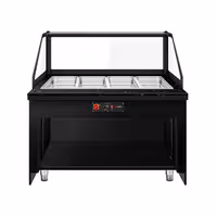 Vetrina calda TORONTO - 1500mm - frontale in legno - per 4x GN 1/1 - piano di lavoro in granito nero