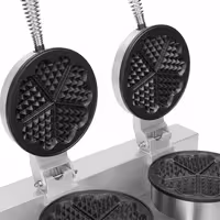 Commercial Waffle Maker - Double - Manual - 2.6kW - Shape: Hearts - Ø 180mm - plates with Teflon coating