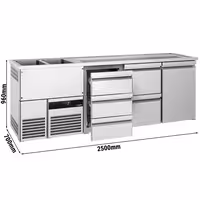 Direct Draw Beer Dispenser / Kegerator PREMIUM - 2500x700mm - 1 Solid Door & 5 Drawers
