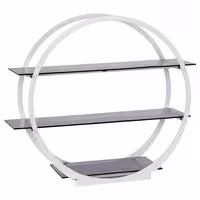 Etagere / Buffet Stand - round - Ø390mm - Stainless steel frame & white plexiglass shelves - White - with 3 shelves