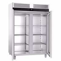 Szafa mroźnicza PREMIUM – stal nierdzewna – GN 2/1 – 1400 L – z 2 drzwiami szklanymi