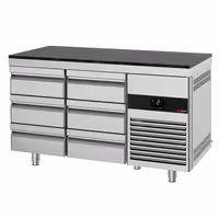 Commercial Counter Fridge PREMIUM – 1400 × 700 mm – with 6 Drawers – incl. Granite Worktop