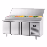 Table réfrigérée de préparation - 1960x600 mm - avec 3 portes - superstructure inox 11x GN 1/4