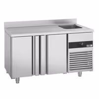 Rashladni pult PREMIUM - 1430x720 mm - 270 l - Ventilirano hlađenje - s 2 vrata - s 1 korita - Leđni podignuti rub