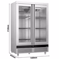 Szafa chłodnicza ze stali nierdzewnej PREMIUM - GN 2/1 - 1400 litrów - z 2 szklanymi drzwiami