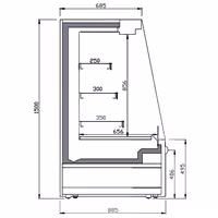 Commercial multideck display fridge - Open front - 1018mm - 269L - with 3 shelves - incl. night blind