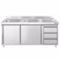 PREMIUM umivaonik – 1600 x 600 mm – s 3 ladice i 2 sudopere na lijevoj strani