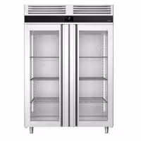 Szafa chłodnicza PREMIUM – stal nierdzewna – GN 2/1 – 1400 L – z 2 drzwiami szklanymi – z izolacją 60 mm