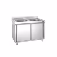 Sudoper s ormarićem PREMIUM - inox - 1200 x 700 mm - sa 2 korita - korita sredina