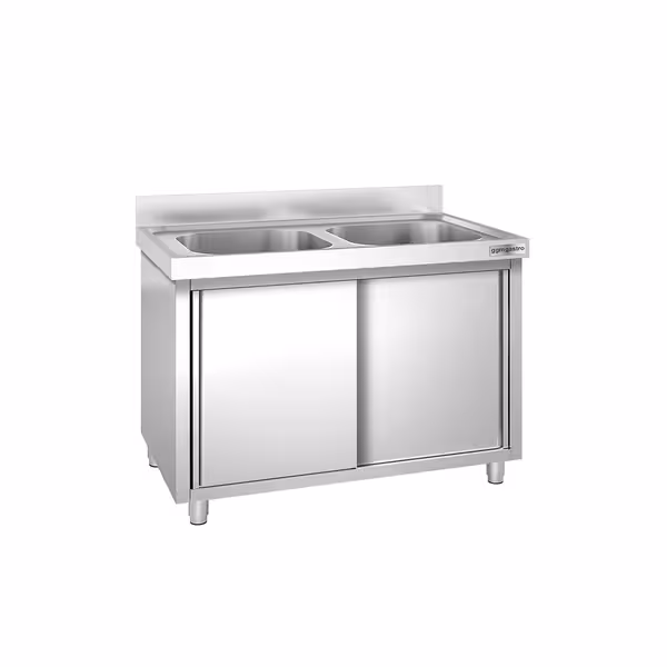 Sudoper s ormarićem PREMIUM - inox - 1200 x 700 mm - sa 2 korita - korita sredina